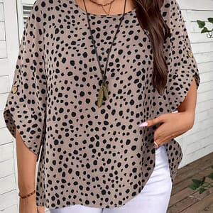 New Stylish Plus-size Women’s Top With Leopard Print Decoration, Loose And Casual Yet Elegant. Clothing Shop Online at Dubai Trades