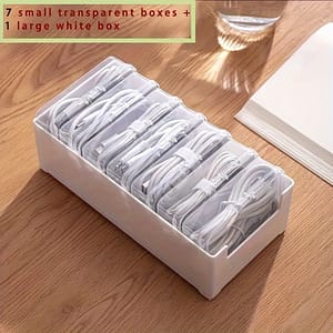 Organize Your Cables: 1 Large Box + 7 Small Transparent For Supplies, , And Data Cables Cable Organizer Bags & Cases Shop Online at Dubai Trades