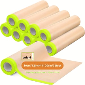 Paint Masking Paper Pre-taped Masking Paper, Automotive Painters Paper Adhesive Protective Paper Roll For Car And Furniture Floor Protection Automotive Shop Online at Dubai Trades