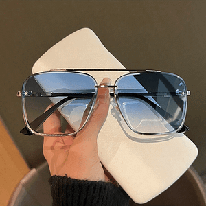 Pair Of Stylish Double-beam Cut Metal Frame Pilot Style Gradient Blue Lenses Elegantly Decorated Glasses For Men And Women Accessories Shop Online at Dubai Trades 2