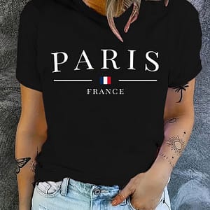 Paris Neck T-shirt, Casual Short Sleeve Top For , Women’s Clothing Clothing Shop Online at Dubai Trades