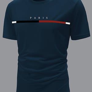 Paris Theme Pattern Print Men’s Comfy T-shirt, Graphic Tee Men’s Summer Clothes, Men’s Outfits Clothing Shop Online at Dubai Trades