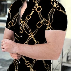 Pattern Print, Men’s Lapel Short Sleeve, Simple Trendy Shirt, Top For Holiday Dates Holiday Daily Commute Holiday Vacation Casual Button-Down Shirts Shop Online at Dubai Trades