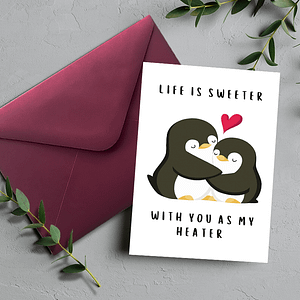 Penguin Birthday Card With Heart-shaped Pattern – Family & , Stationery & Gift Packaging Supplies Greeting Cards Shop Online at Dubai Trades