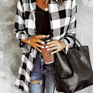 Plaid Print Button Front Shirt, Casual Long Sleeve Shirt For Spring & Fall, Women’s Clothing Blouses Shop Online at Dubai Trades
