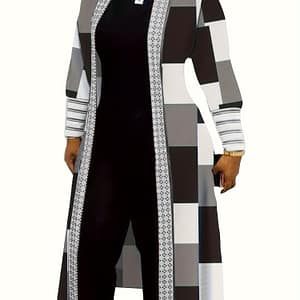 Plaid Print Open Front Cardigan, Vintage Long Sleeve Outwear For Spring & Fall, Women’s Clothing Casual Jackets Shop Online at Dubai Trades
