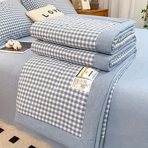 Plaid Thin Quilt For Summer, -friendly Microfiber Filling, Space Theme Machine Washable Lightweight Summer Quilt (single Piece, Without Pillowcase And Bedsheet) Bedding Shop Online at Dubai Trades 2