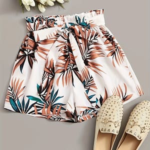 Plant Print High Waist Loose Shorts, Casual Tied Waist Shorts For , Women’s Clothing Clothing Shop Online at Dubai Trades