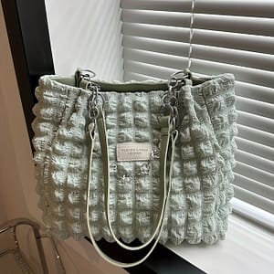 Pleated Bubble Shoulder Bag, Ruched Tote Bag, Fashion Soft Handbag For Women Clothing, Shoes & Jewelry Shop Online at Dubai Trades