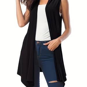Plus Size Casual Cover Ups, Women’s Plus Open Front Asymmetric Hem Sleeveless Cover Ups Clothing Shop Online at Dubai Trades