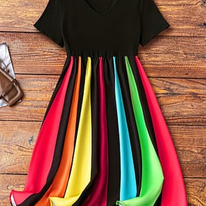 Plus Size Colorful Print Dress, Casual Ruched Short Sleeve Crew Neck Dress For , Women’s Plus Size Clothing Clothing Shop Online at Dubai Trades