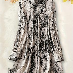 Plus Size Elegant Blouse, Women’s Plus Marble Print Long Sleeve Button Up Lapel Collar Tunic Shirt Top Clothing Shop Online at Dubai Trades 2