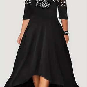 Plus Size Floral Pattern Cold Shoulder Dress, Elegant Short Sleeve Dress For , Women’s Plus Size Clothing Clothing Shop Online at Dubai Trades