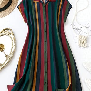 Plus Size Shirt Dress, Elegant Button Front Short Sleeve Collared Dress For , Women’s Plus Size Clothing Clothing Shop Online at Dubai Trades