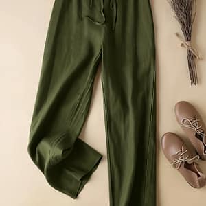 Plus Size Solid Color Straight Leg Pants, Casual Drawstring Waist Loose High Waist Pants For , Women’s Plus Size Clothing Clothing Shop Online at Dubai Trades