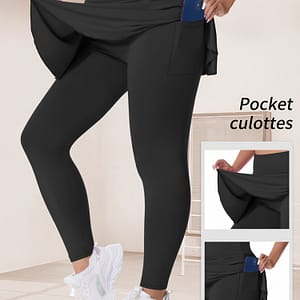 Plus Size Sports Leggings, Women’s Plus Solid Skirted Running Yoga Leggings With Pockets Spring/autumn Activewear Shop Online at Dubai Trades