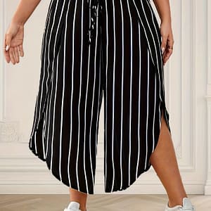 Plus Size Striped Loose Pants, Casual Wide Leg High Waist Pants For , Women’s Plus Size Clothing Clothing Shop Online at Dubai Trades