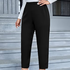 Plus Size Tailored Pants, Casual High Waist Pants For Spring & Fall, Women’s Plus Size Clothing Clothing Shop Online at Dubai Trades