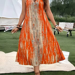 Plus Size Tie Dye Print Cami Dress, Vacation V Neck Sleeveless Dress For , Women’s Plus Size Clothing Clothing Shop Online at Dubai Trades