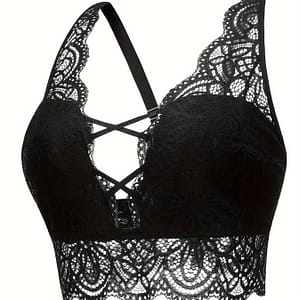 Plus Size Wedding Sexy Bra, Women’s Plus Floral Lace Crisscross Front Scalloped Trim Bralette Clothing, Shoes & Jewelry Shop Online at Dubai Trades