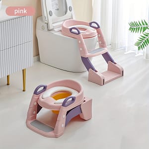 Potty Training Seat, Adjustable Toilet Potty Chair With Sturdy Non-slip Step Stool Ladder, Handles And Guard Baby Products Shop Online at Dubai Trades