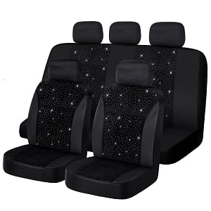 Pretty Rhinestone Black Car Seat Covers, Full Set For 5 Seats, Universal Style, Holiday Gift Automotive Shop Online at Dubai Trades