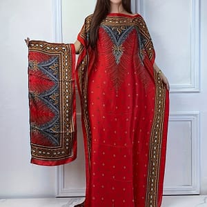 Print Boat Neck Abaya, Elegant Short Batwing Sleeve Loose Dress With Scarf For , Women’s Clothing Clothing, Shoes & Jewelry Shop Online at Dubai Trades 2