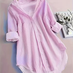 Lace Splicing Notched Neck T-shirt, Casual Button Decor T-shirt For , Women’s Clothing Clothing Shop Online at Dubai Trades 4