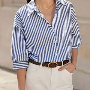 Print Button Up Shirt, Casual Half Sleeve Collared Top For , Women’s Clothing Blouses Shop Online at Dubai Trades