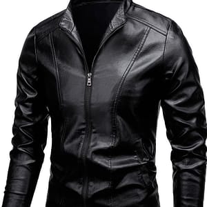 Pu Zip Up Stand Collar Motorcycle For , And Fall Clothing Shop Online at Dubai Trades