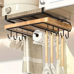 Punch-free Stainless Steel Inverted Cabinet Cup Rack Kitchenware Hook Rag Cutting Board Rack Storage Artifact Bathroom Storage & Organization Shop Online at Dubai Trades