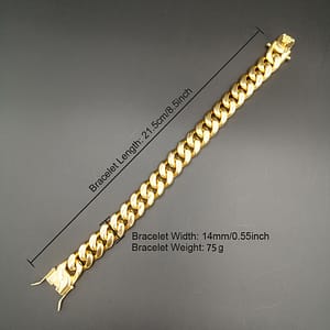 Punk Style Stainless Steel Bracelet, Golden Plated Miami Cuban Link Chain, High Polished Men’s Wristband, No Magnetic, Fashion Accessory Bracelets Shop Online at Dubai Trades