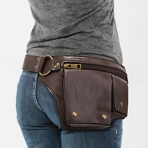 Punk Style Waist Bag, Vintage Pu Leather Belt Bag, Trendy Fanny Pack For Outdoor Clothing, Shoes & Jewelry Shop Online at Dubai Trades