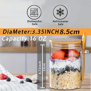 Purchase 2pcs/4pcs, 16oz Oatmeal Cup, Salad Bowl, Oatmeal Jar, Oatmeal Cup, Meal Preparation Container With Lid And Spoon, Glass Jar , Pudding, Yogurt, Salad, Cereal Dining & Entertaining Shop Online at Dubai Trades
