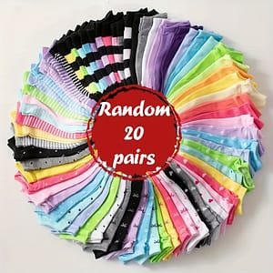 Random 10 Pairs Of Women’s Socks In Candy Color And Solid Color Boat Socks For Summer Accessories Shop Online at Dubai Trades