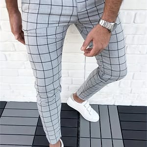 Relaxed Style, Men’s Casual Plaid Pants – Polyester, Non-stretch, Zip Detail, Wear Clothing Shop Online at Dubai Trades
