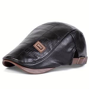 Retro Classic Pu Leather Gentlemen Hat, Adjustable Casual Beret For Autumn And Hats Shop Online at Dubai Trades
