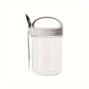 Reusable Glass Cup, Yogurt Cup With Spoon, Overnight Oats, Smoothies, And More Dining & Entertaining Shop Online at Dubai Trades