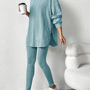 Ribbed Two-piece Set, Casual Long Sleeve Hooded Top & Skinny Pants Outfits, Women’s Clothing Clothing Shop Online at Dubai Trades