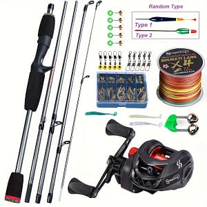 Rod And Reel Set, 5 1.7m Rod, Baitcasting Reel, With , Accessories For Beginners Fishing Shop Online at Dubai Trades