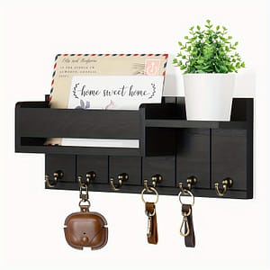 Rustic Wooden Wall Mount Key Holder With Mail Organizer And Tray – , Farmhouse Decor For Living Room, Kitchen, Corridor – Wall Hooks For Keys And Accessories Home & Kitchen Shop Online at Dubai Trades