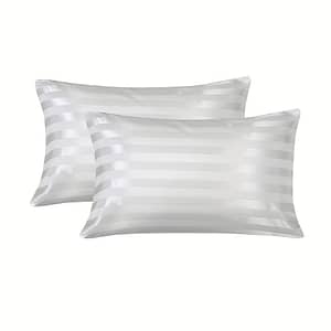 Satin Pillowcase Set Of 2 – Envelope Closure, Woven Fabric For Hair & Skin, Striped Pattern, Machine Washable, Hotel Quality – Polyester 100% Pillow Covers Without Embellishment Bedding Shop Online at Dubai Trades 2