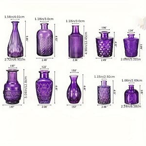 Set Of 10 Bud Vases For Flowers, Small Vintage Glass Bottles In Bulk For Rustic Wedding Centerpieces And Home Table Decorations(purple) Home & Kitchen Shop Online at Dubai Trades