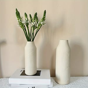 Set Of 2 White Ceramic Vases, Pampas Grass Decorative White Vase, Room Table Farmhouse Office Decoration (white) Home & Kitchen Shop Online at Dubai Trades