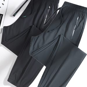 Set Of 2 Women’s Summer Sports Long Pants, Casual Waist Pants With Zipper Pockets, Stylish Tapered Joggers. Active Shop Online at Dubai Trades