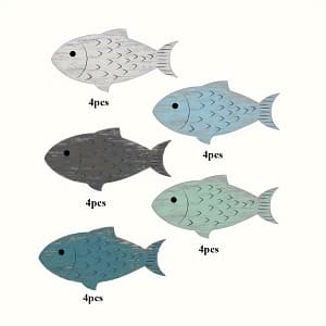 Set Of 20 Nautical Fish Wall Pediments, Manufactured Wood, No-electricity Required, Portrait Orientation, Featherless, Marine Themed Hanging Decor Home & Kitchen Shop Online at Dubai Trades