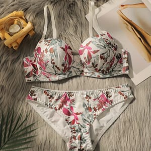 Sexy Floral Lace Push-up Bra & Briefs Set – Breathable, Fit With Underwire Support For Women, Bra And Panty Set, European And , Thin, Anti-see-through Clothing Shop Online at Dubai Trades