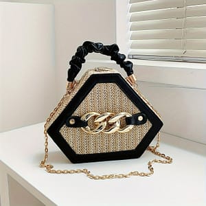 Shaped Satchel Bag, Chain Decor Design Chain Bag, Top Ruched Strap Handbag Clothing, Shoes & Jewelry Shop Online at Dubai Trades