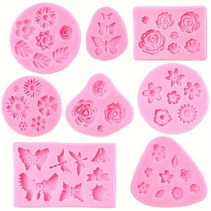 Silicone Flower And Fondant Molds – 8 Pcs Set For Chocolate, Candy, Polymer Clay, Soap Crafting And Cake Decoration Bakeware Shop Online at Dubai Trades