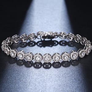 Silver Plated Iced Out Shiny Zirconia Thin Copper Hand Chain Bracelets Shop Online at Dubai Trades